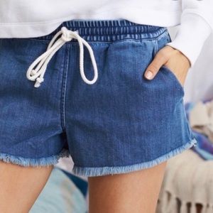 Aerie denim drawstring tie shorts